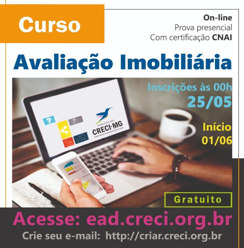 Abertas as inscrições para o curso EAD de Avaliação Imobiliária. É gratuito.