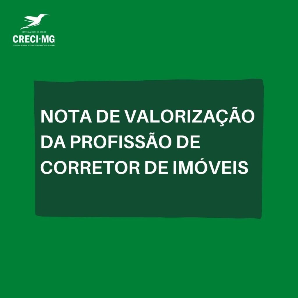 Nota de valorização da profissão de Corretores de Imóveis