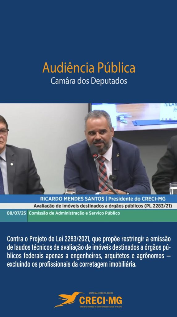 Creci-MG reforça defesa dos corretores de imóveis em audiência pública sobre o PL 2283/2021
