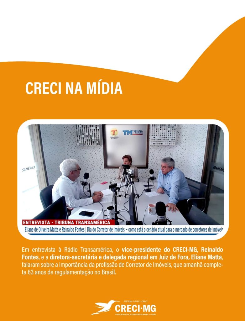 CRECI-MG destaca a importância da profissão em entrevista à Rádio Transamérica