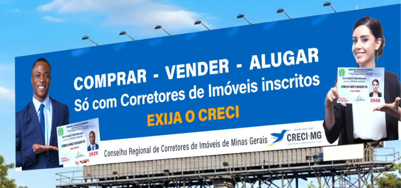 CRECI-MG leva campanha de valorização do corretor de imóveis para outdoors