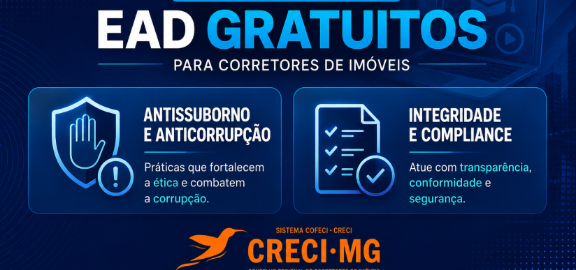 CRECI-MG disponibiliza novos cursos EAD gratuitos para corretores de imóveis